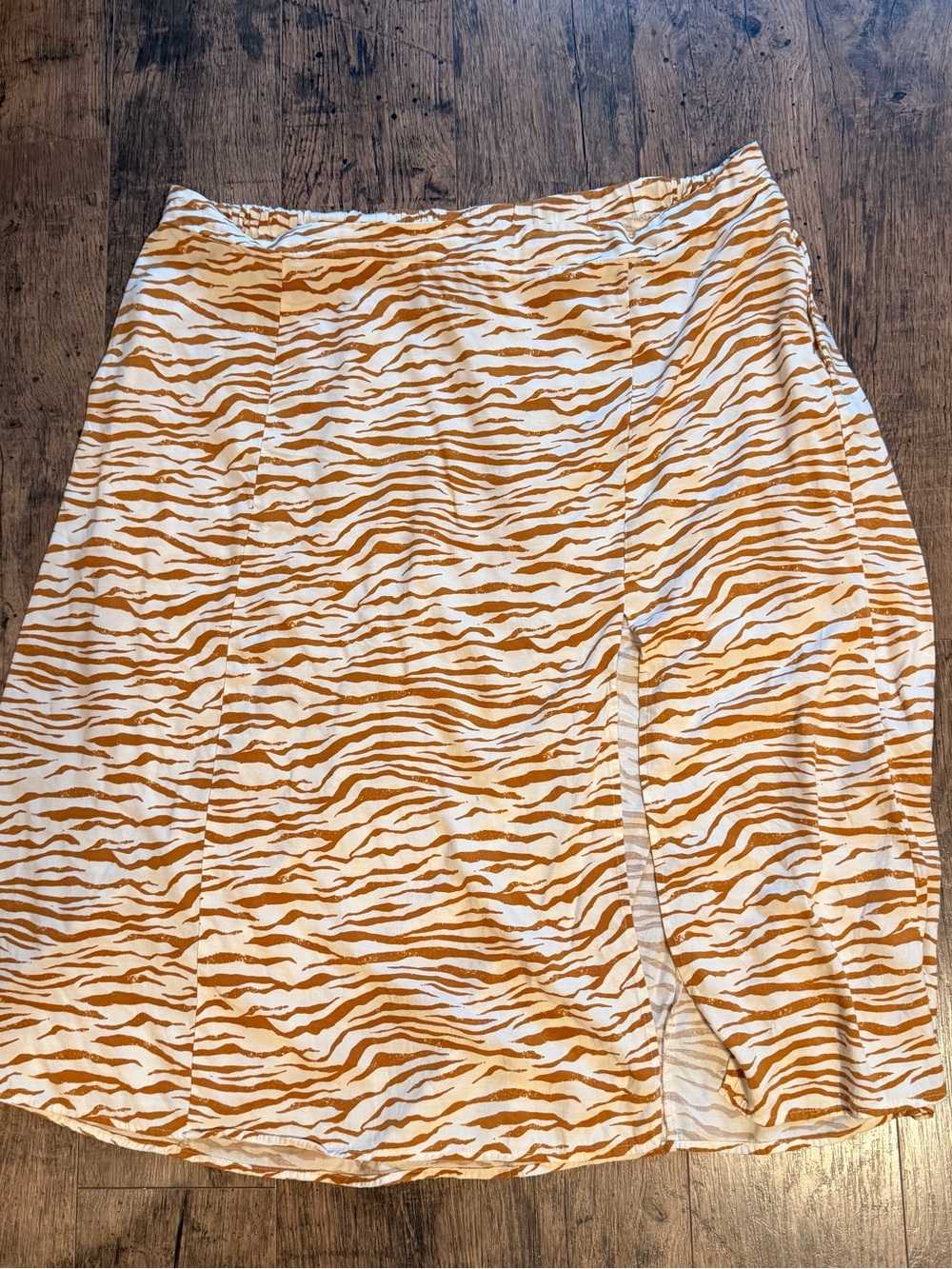 Animal Print Skirt in White and Mustard